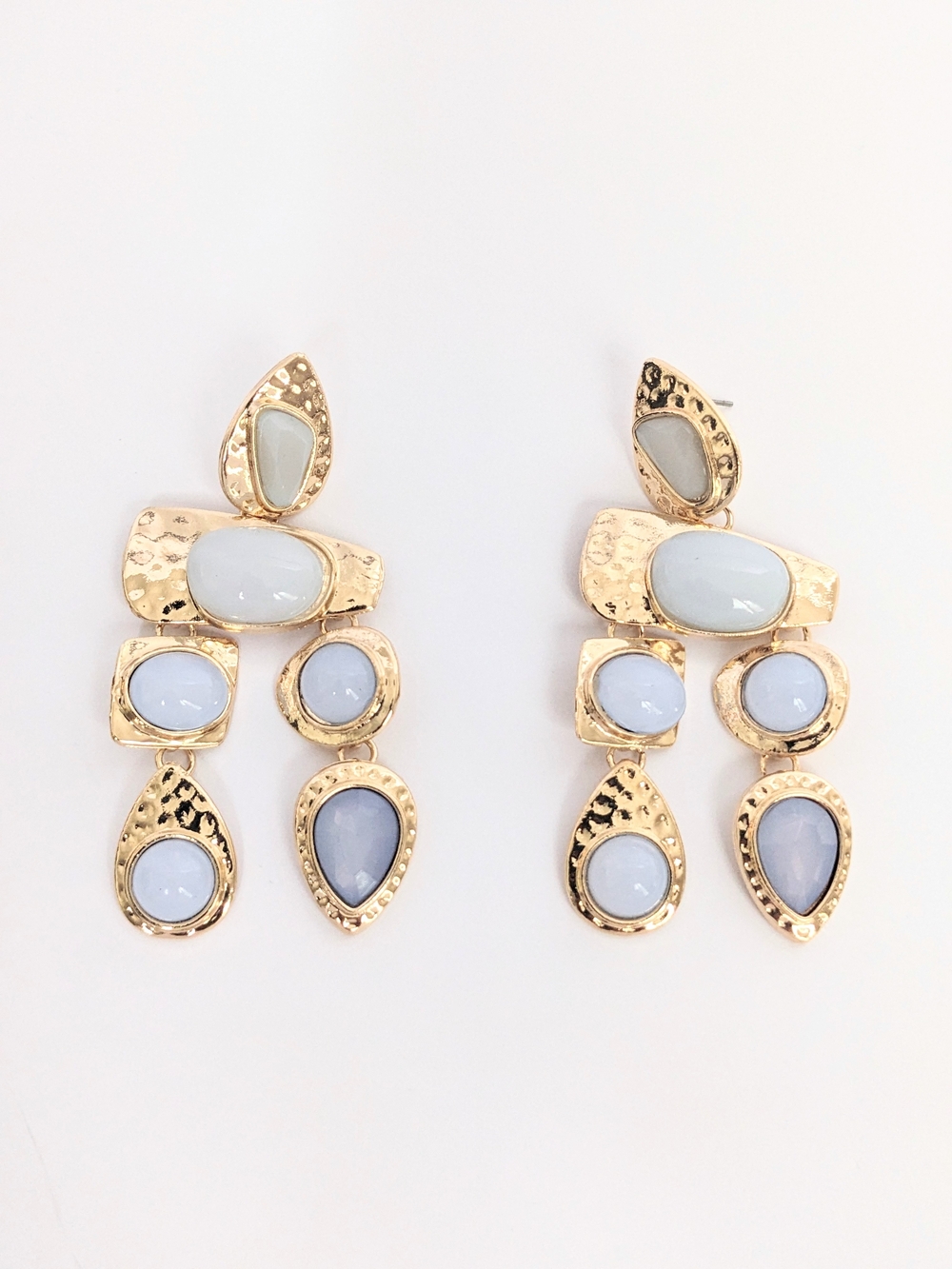 Pale Blue Cabochon Drop Earrings